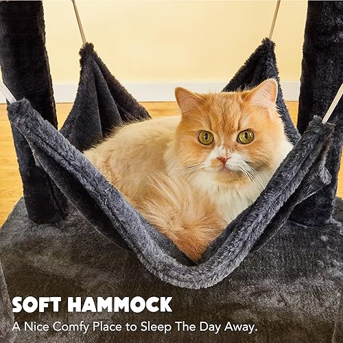 Miniatura 49 de Árbol para gatos de interior – Torre grande de varios niveles para gatos de 63 pulgadas con 2 condominios para gatos grandes, 2 perchas acolchadas