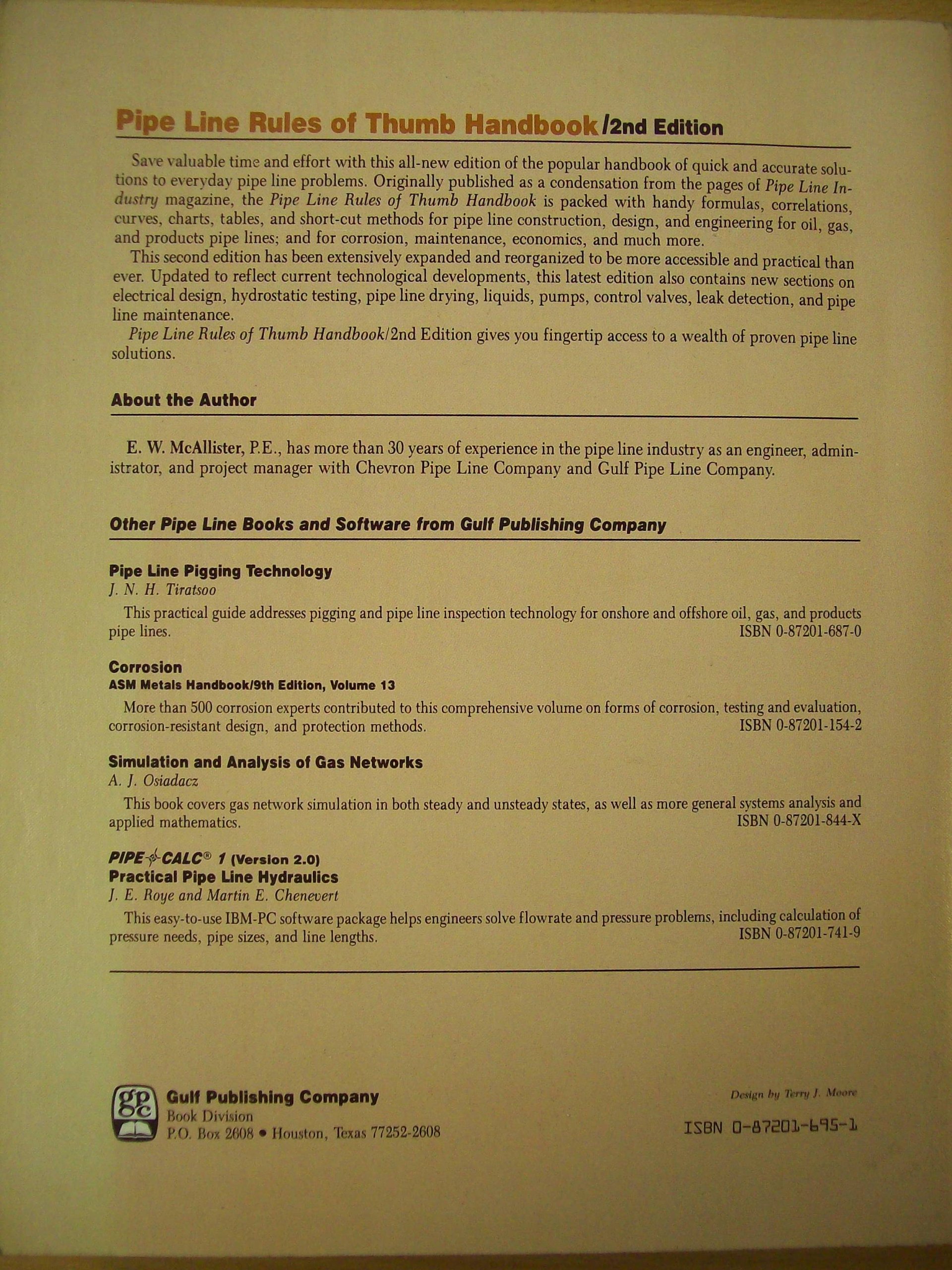 Pipeline Rules of Thumb Handbook