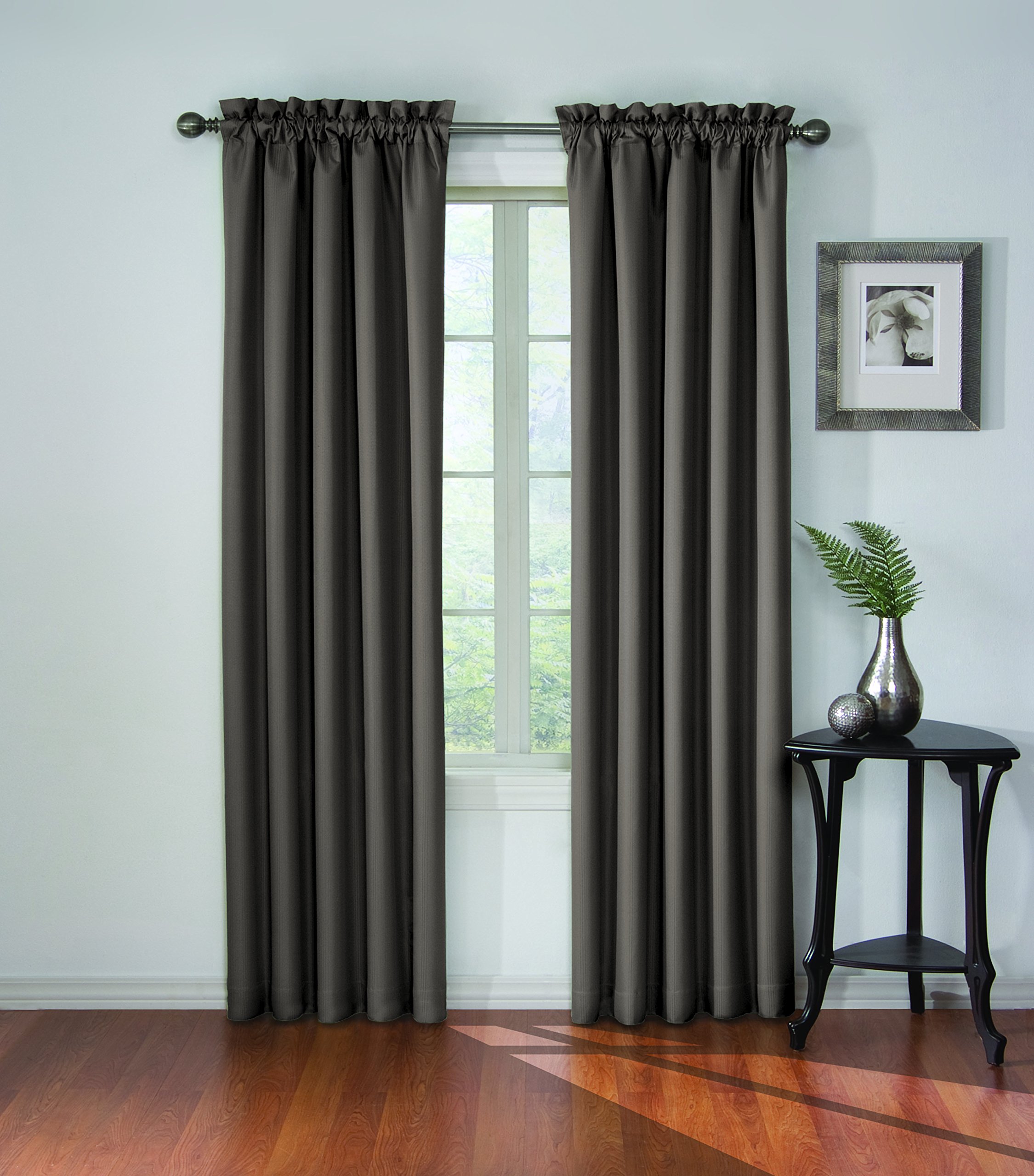 Eclipse Corinne Thermal Insulated Single Panel Rod Pocket Darkening Curtains for Living Room, 42" x 95", Grey