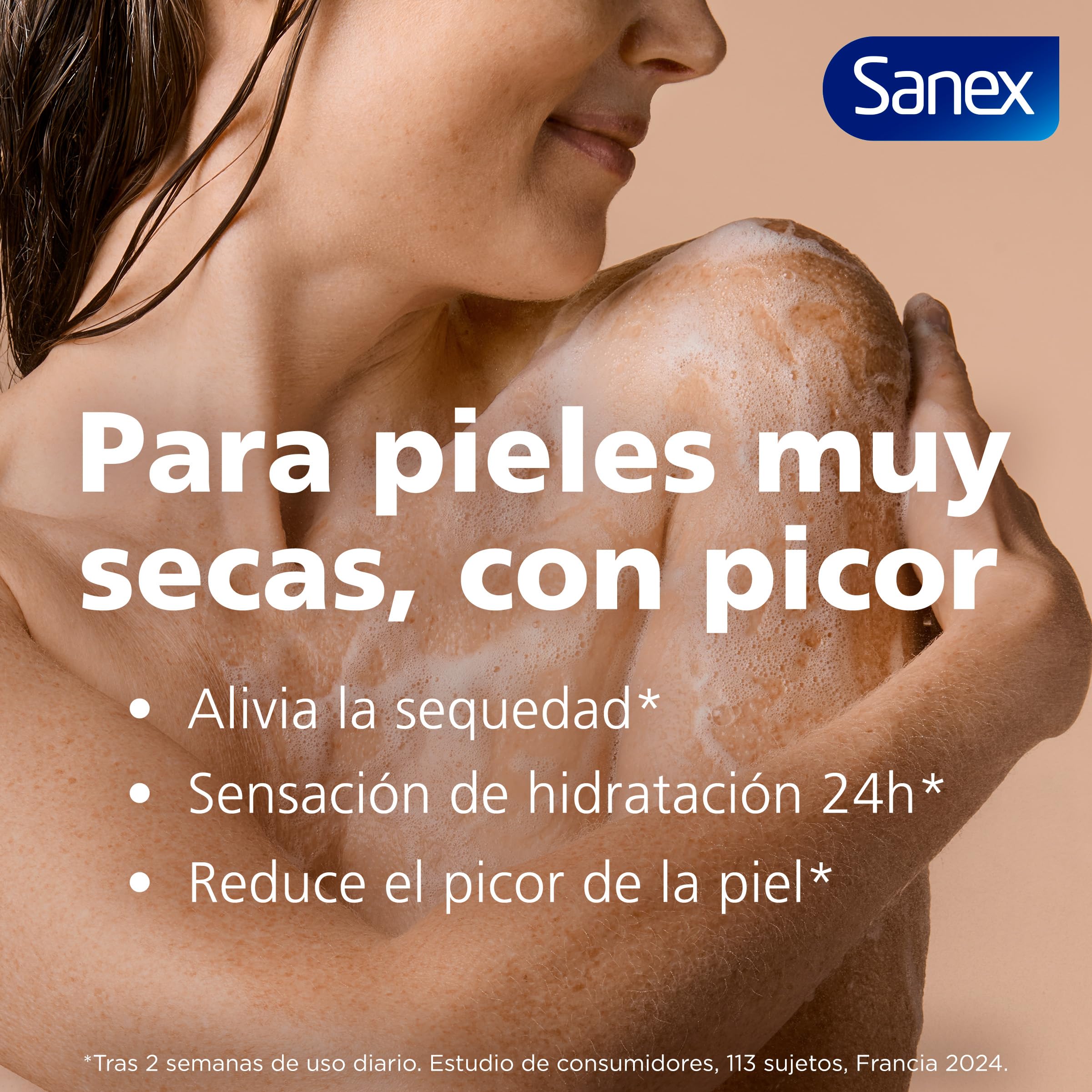 Sanex Derma Therapy Anti-Sequedad Gel de Ducha Cremoso, 6 x 425ml | gel de ducha para piel seca | alivia la sequedad y reduce el picor | complejo de aminoácidos con ácido hialurónico | 0% sulfatos**
