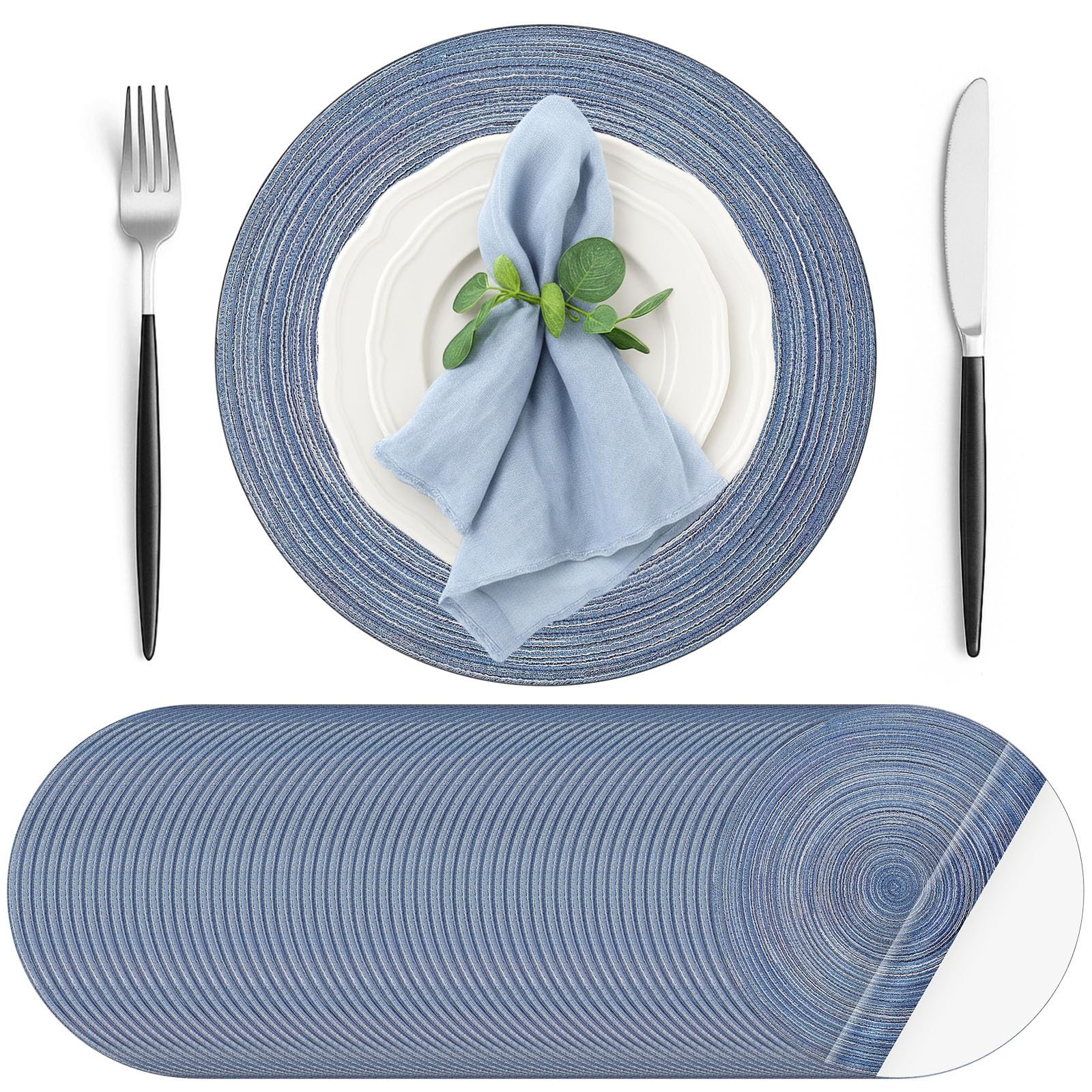 Photo 1 of Geosar Disposable Paper Placemats, Dusty Blue, 13''