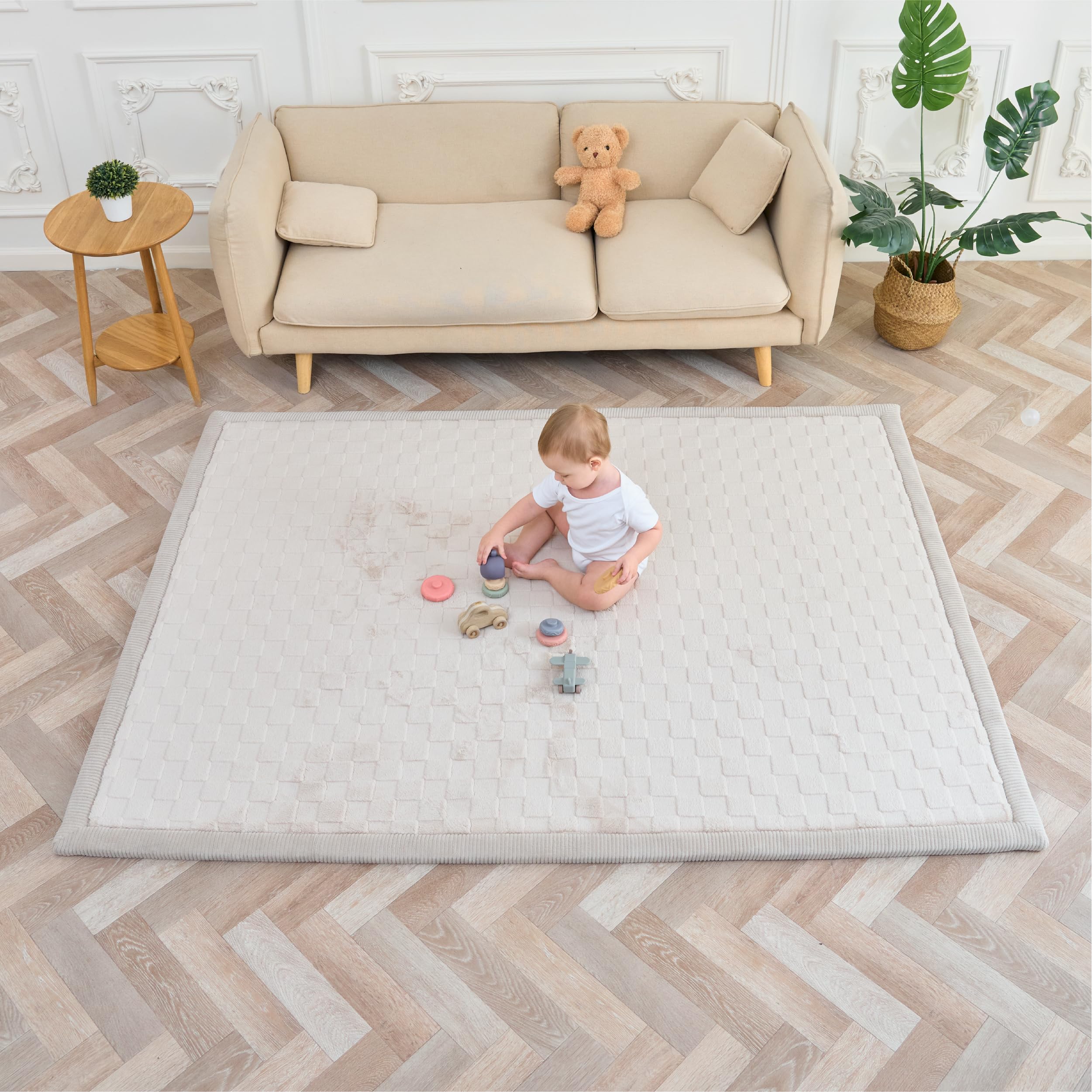 SUPERBE BEBE – Alfombra de Juego y Gateo para Bebé 150 × 200 × 2,5 cm – Gruesa y Antigolpes – Espuma Memory No Tóxica con Certificación Oeko-Tex – Alfombra para Habitación de Niños – Diseño Elegante