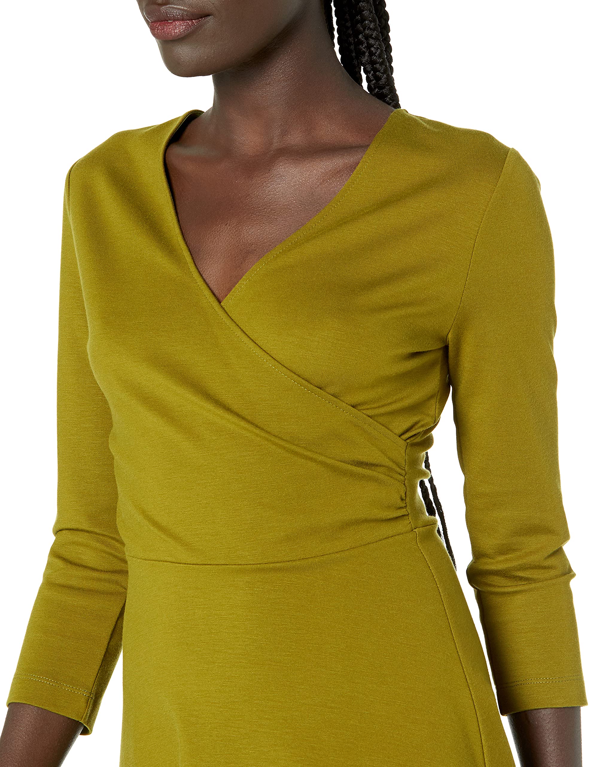 Lark & Ro Femme Robe Effet Cache-cœur à Manches 3/4