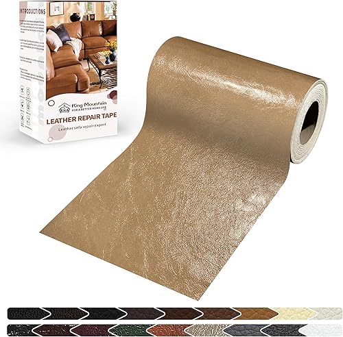 Vista 45 de KING MOUNTAIN Parche de reparación de cuero, cinta de reparación de cuero autoadhesiva de 4 x 63 pulgadas para muebles de cuero dañados, asientos