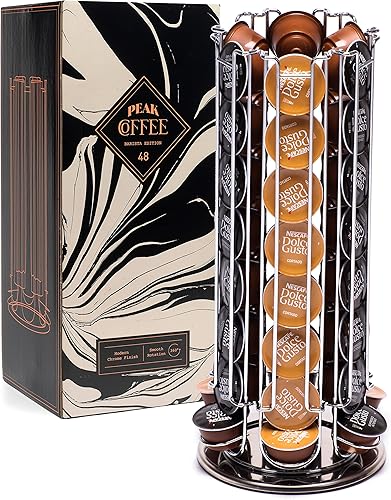 Peak Coffee Soporte para cápsulas Se adapta a 48 cápsulas Nescafe Dolce Gusto para máquinas Nescafe Dolce Gusto Almacenamiento de carrusel de