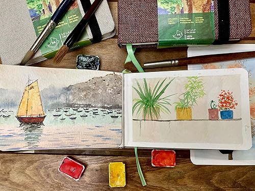 Miniatura 3 de Diario cuadrado de acuarela, 5.5 x 5.5 pulgadas, 140 libras, 300 GSM, papel de algodón tumuarta, prensa fría, 24 hojas, 48 páginas, cuadernos de