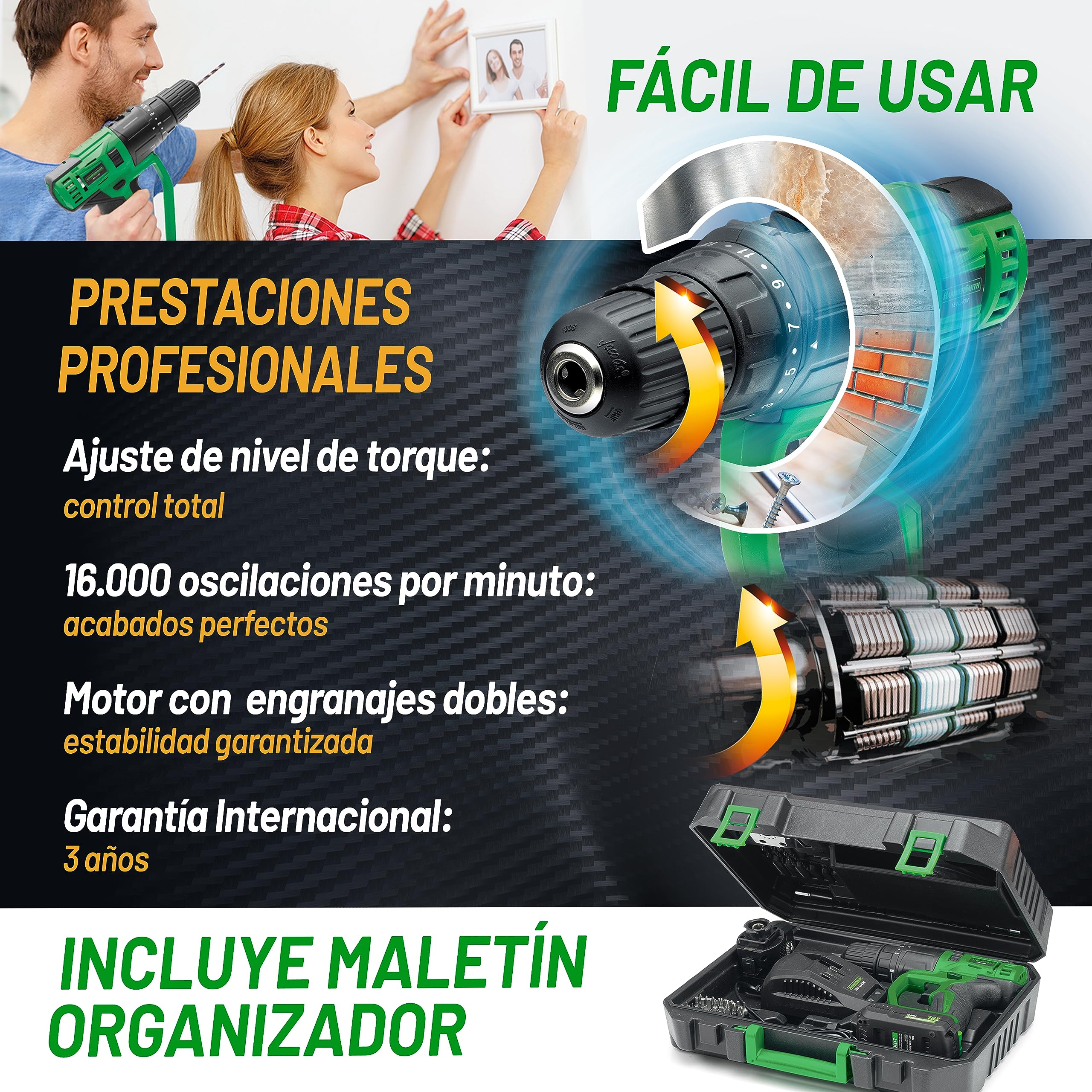 HERRAMIENTA "7 EN 1" MULTITOOL Galería del Coleccionista 58 piezas y Maletín-Organizador Cabezales intercambiables Sin cable Máxima autonomía Prestaciones profesionales Fácil de usar
