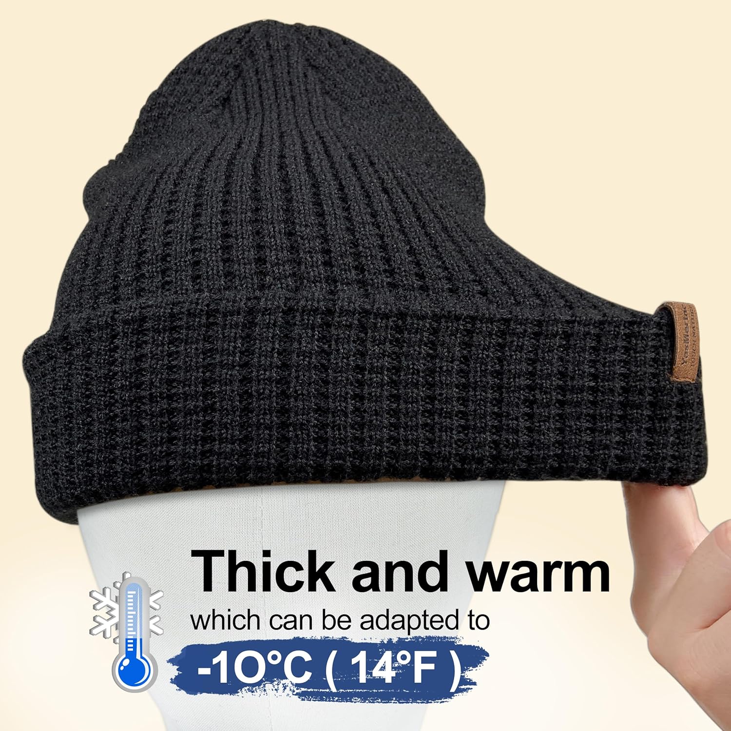Extra Warm Winter Beanie for Men & Women, Thick Merino Wool Blend Knit Hat, Slouch or Cuffed Style for Ski, Hiking & Gift - Image 3