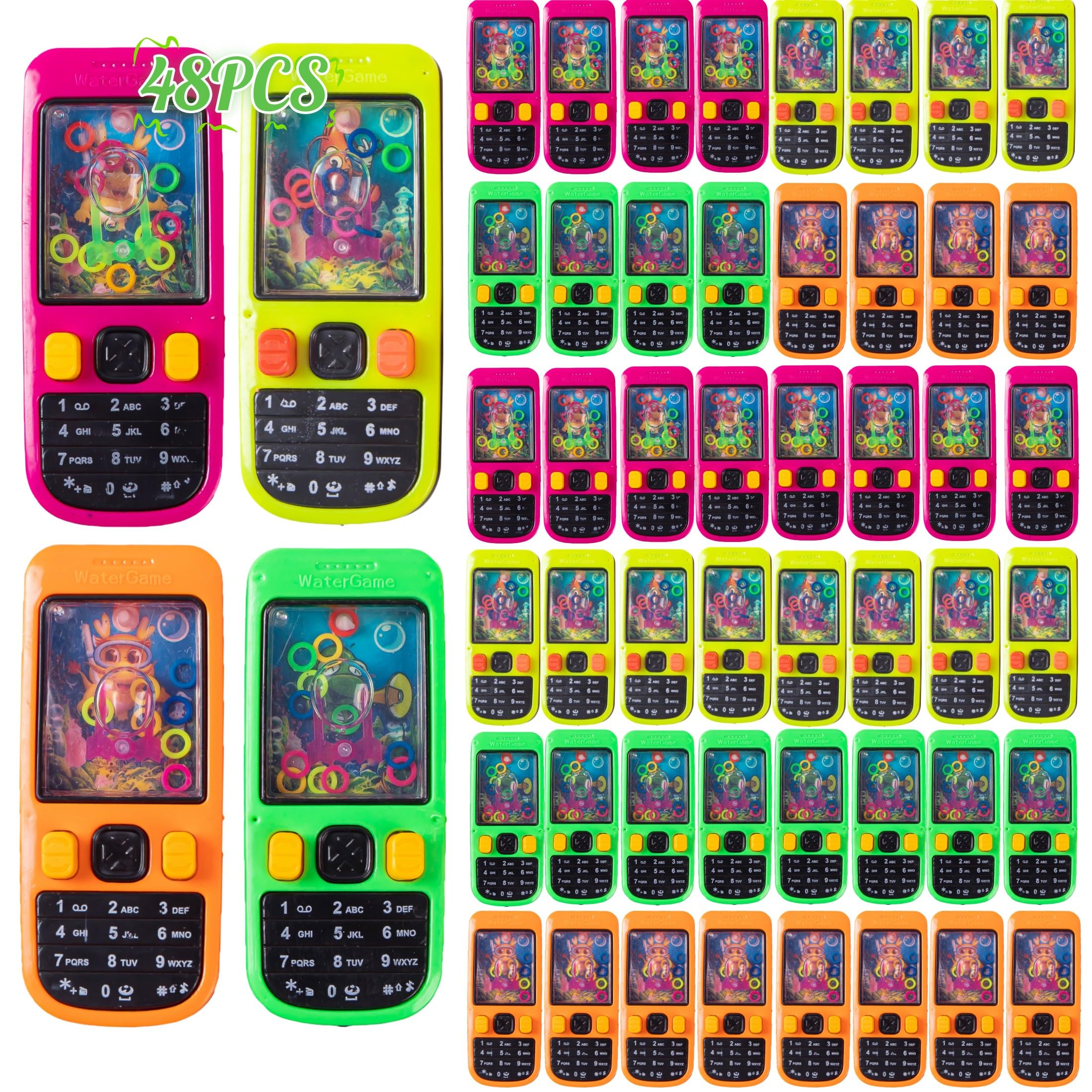 Desyeryamimi 48 Pack Handheld Water Ring Toss Games for Kids Party Favors, Goodie Bags Stuffers, Birthday Return Gifts, Classroom Treasure Box Prizes Bulk, Halloween/Christmas Pinata Filler Toys