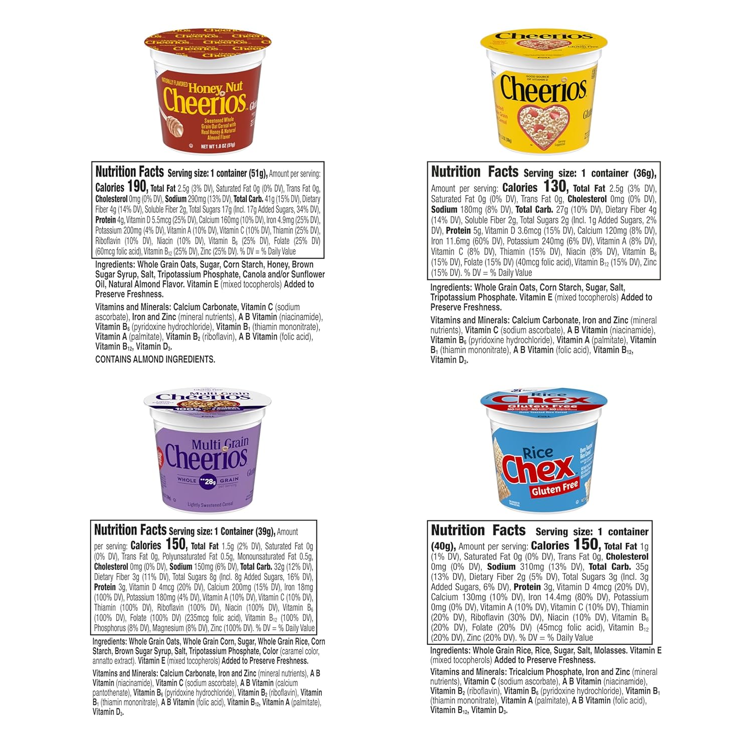 General Mills Cereals Assorted Goodness Variety Pack Single Serve Cup Cereal (Pack of 60)