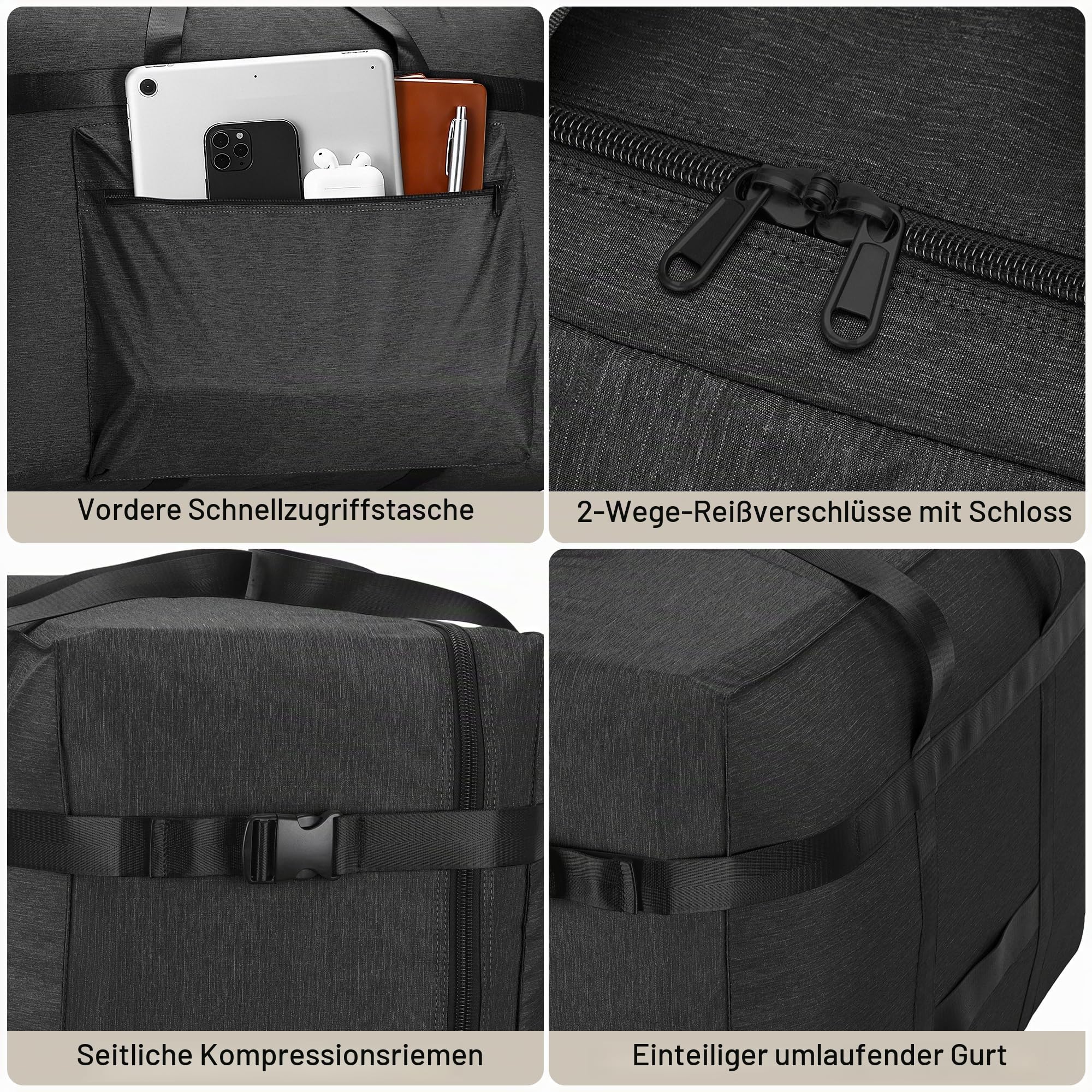 120L Reisetasche Groß, Wassserabweisend & Faltbare, Reisetasche Handgepäck für Reisen, Umzüge, Urlaub, Aufbewahrungstasche für Herren Damen