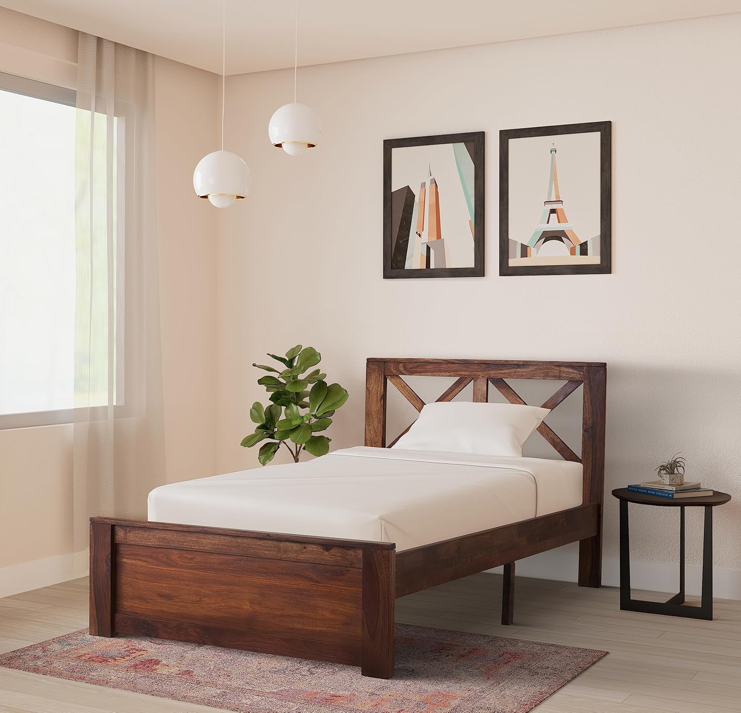 Amazon Brand Solimo Anulda Sheesham Wood Single Bed (Without Storage