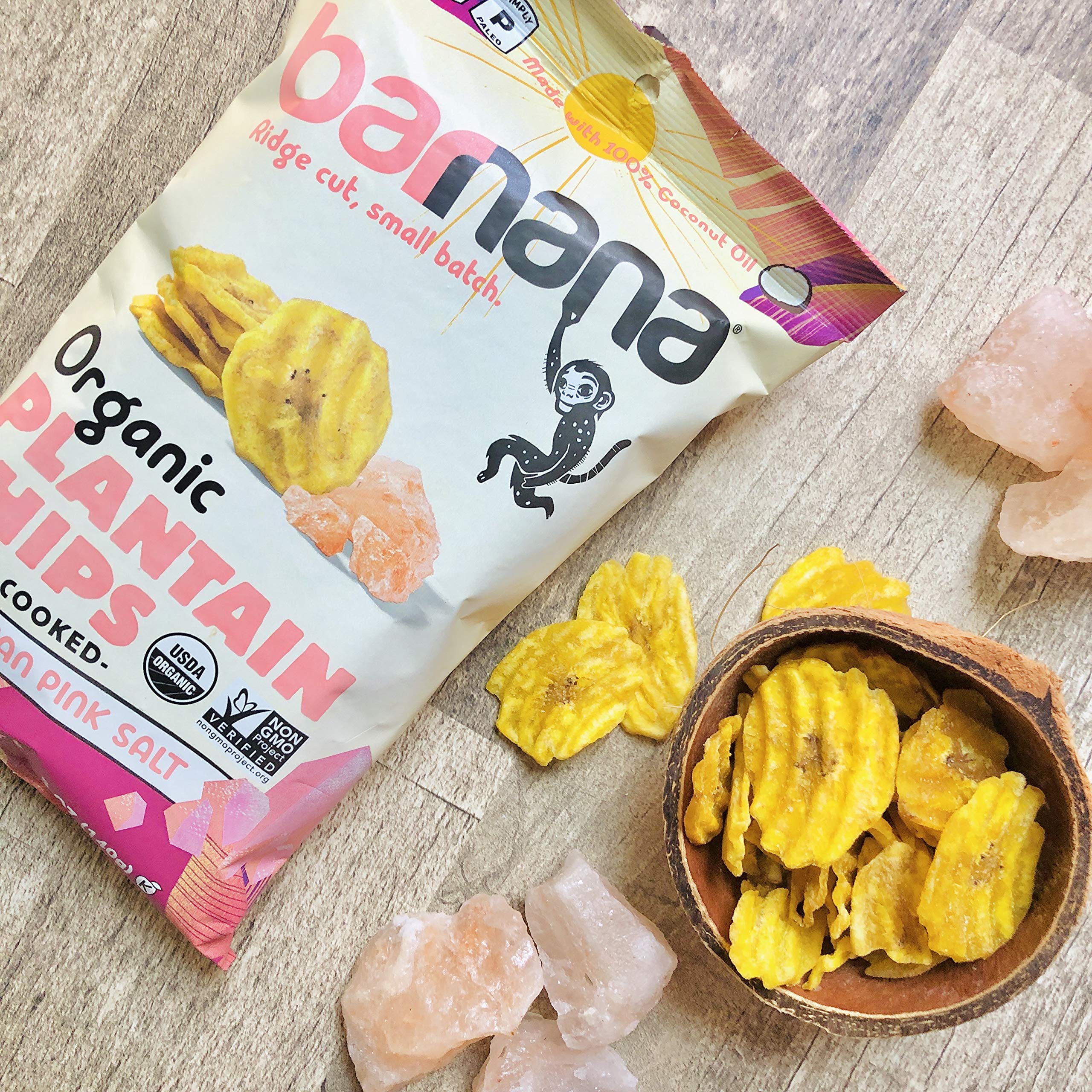 Barnana Organic Plantain Chips, Himalayan Pink Salt, 5 Ounce Bags (6