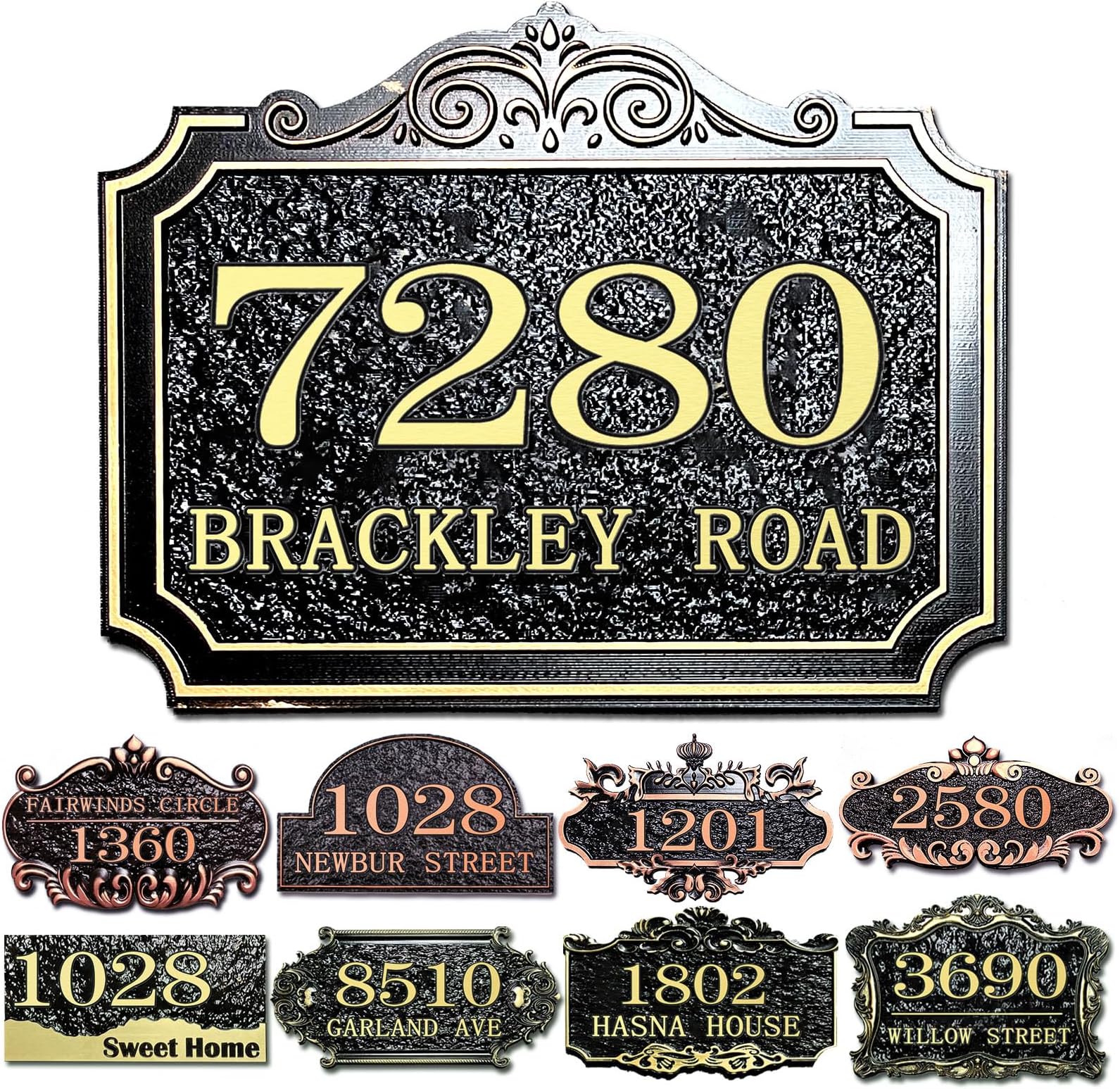 Personalized House Address Plaque Custom House Number Sign 12 Inch Acrylic Street Name Plate Customized Antique Brass or Copper Vintage for Home Room Door Wall Outdoor Mailbox