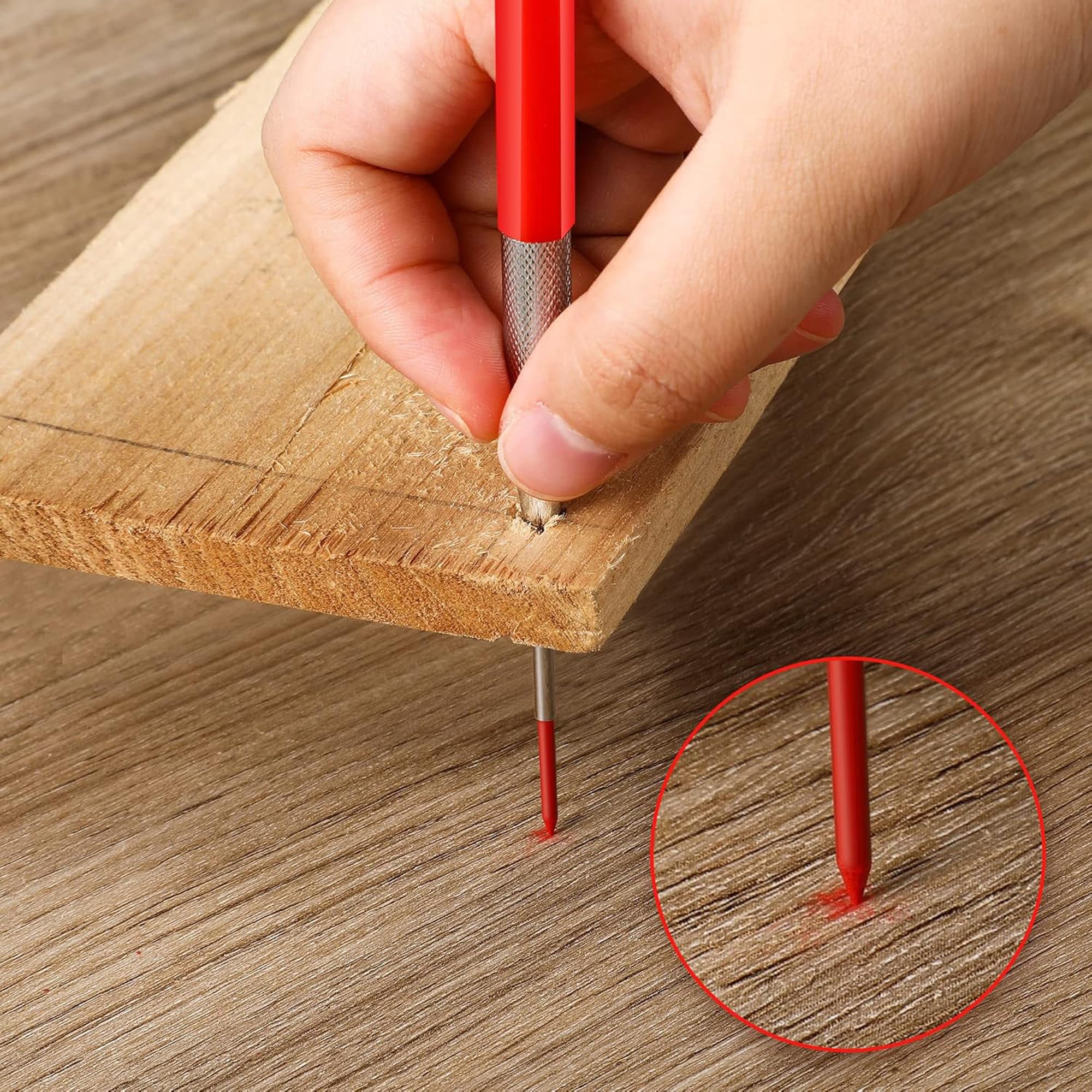 Enhon 2mm Carpenter Pencil Set with 12 Refills and Sharpener, Red — Amazon image 5