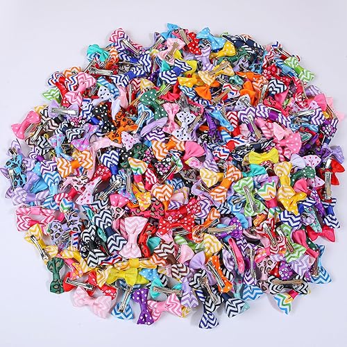 Miniatura 3 de XIMA 160 lazos para el pelo de mascotas con clips y bandas de goma, accesorios de aseo multicolor para cachorros y perros