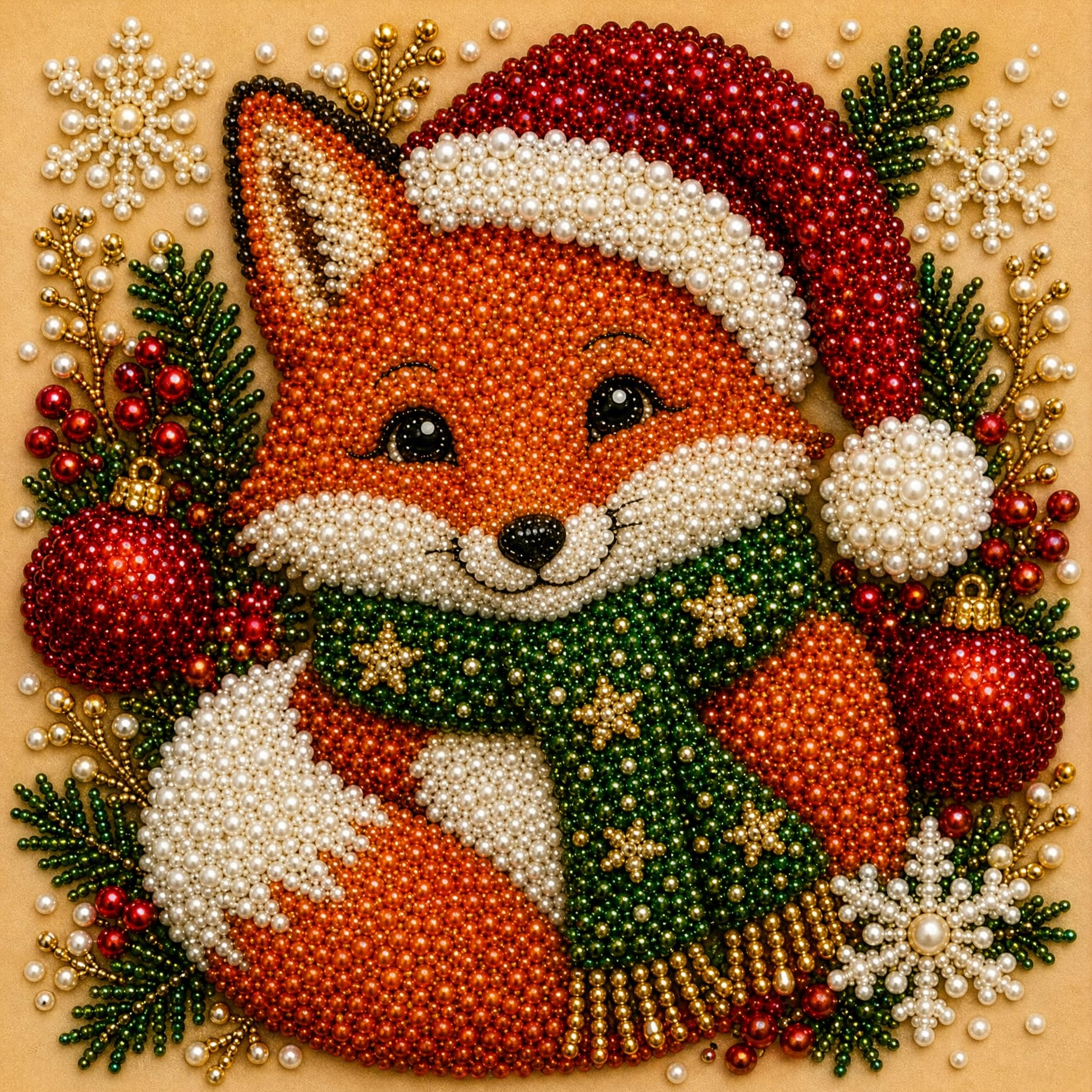 DIY Christmas Pearl Diamond Painting Art Kit with Frame, Christmas Pearl Beads Art Craft for Adults, Gemstone Diamond Dots for Home Wall Decor, Relaxing Creative Hobby (N)