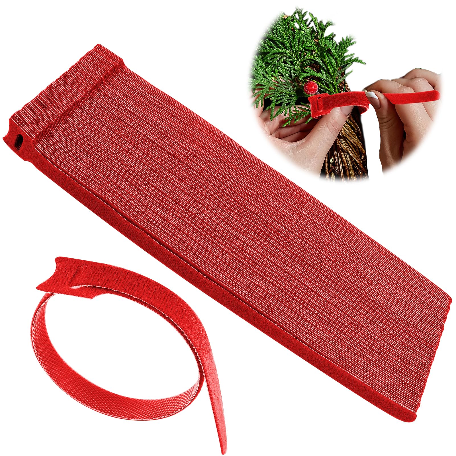 80 Pcs Christmas Garland Ties Red Hook and Loop Plant Cable Ties Adjustable Holiday Garland Ties Nylon Garden Plant Cable Strap for Wreath Garland Making Xmas Tree Door Banister Stairway Decoration