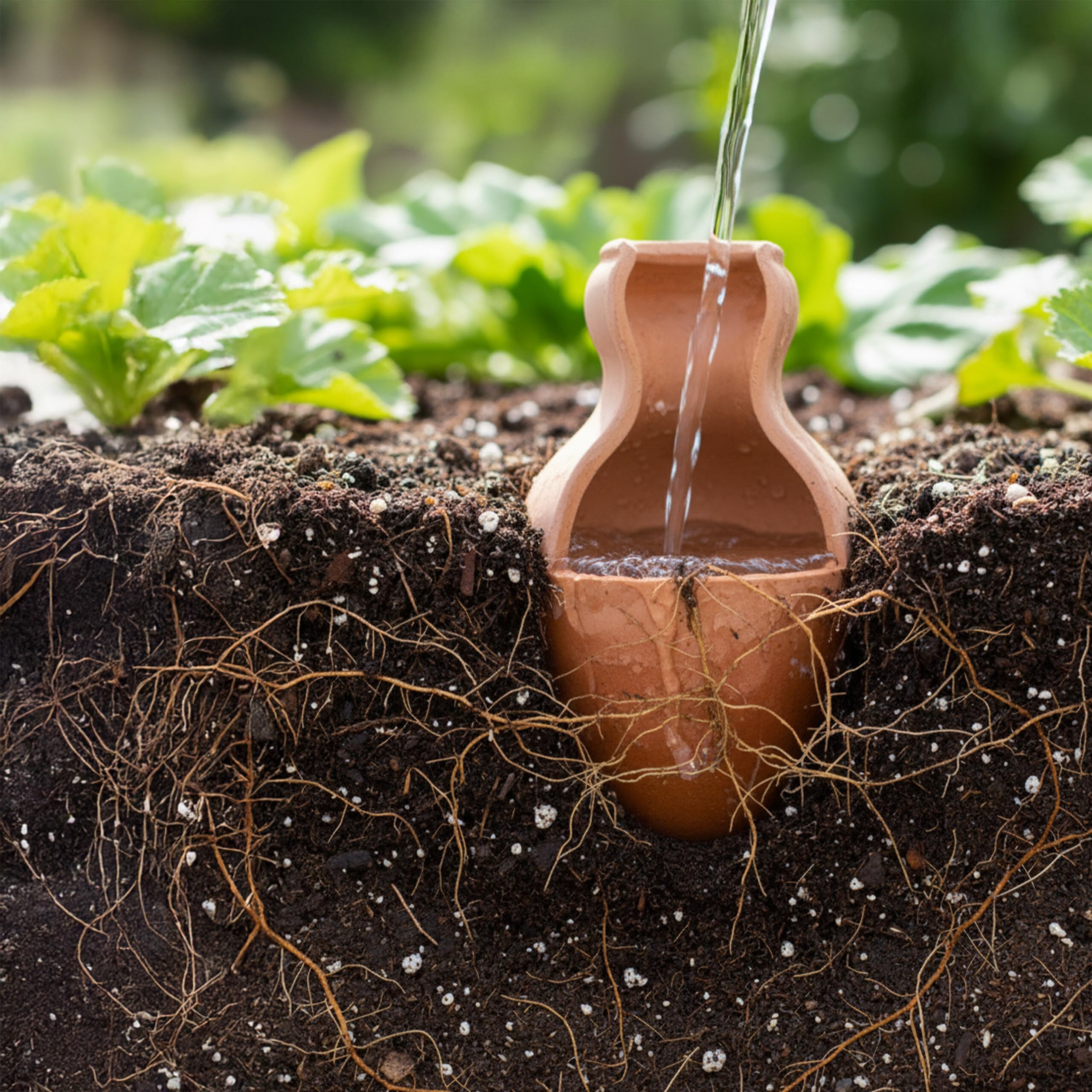 Relaxdays Olla 3l Céramique Arrosage Souterrain Potager Serre Pot Terre Cuite