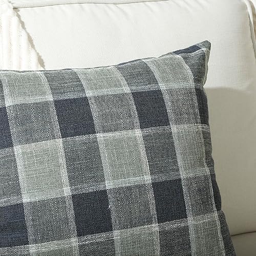 Miniatura 10 de Stellhome Paquete de 2 fundas de almohada de lino de otoño a cuadros, fundas de cojín decorativas para sofá, sala de estar, 18 x 18 pulgadas, color