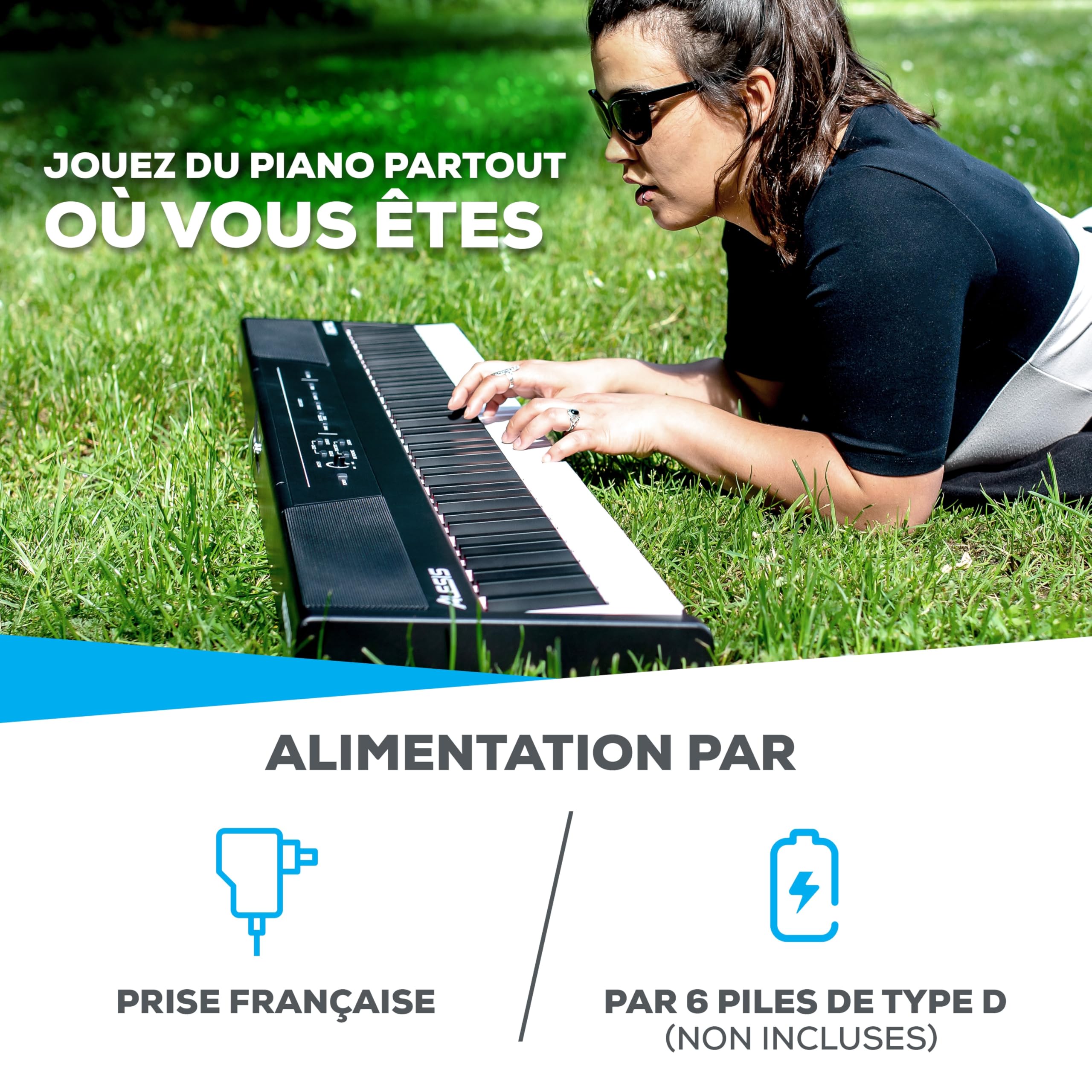 Alesis Recital Piano Numérique 88 Touches Semi-Lestées avec Enceintes Intégrées et Cours Gratuits