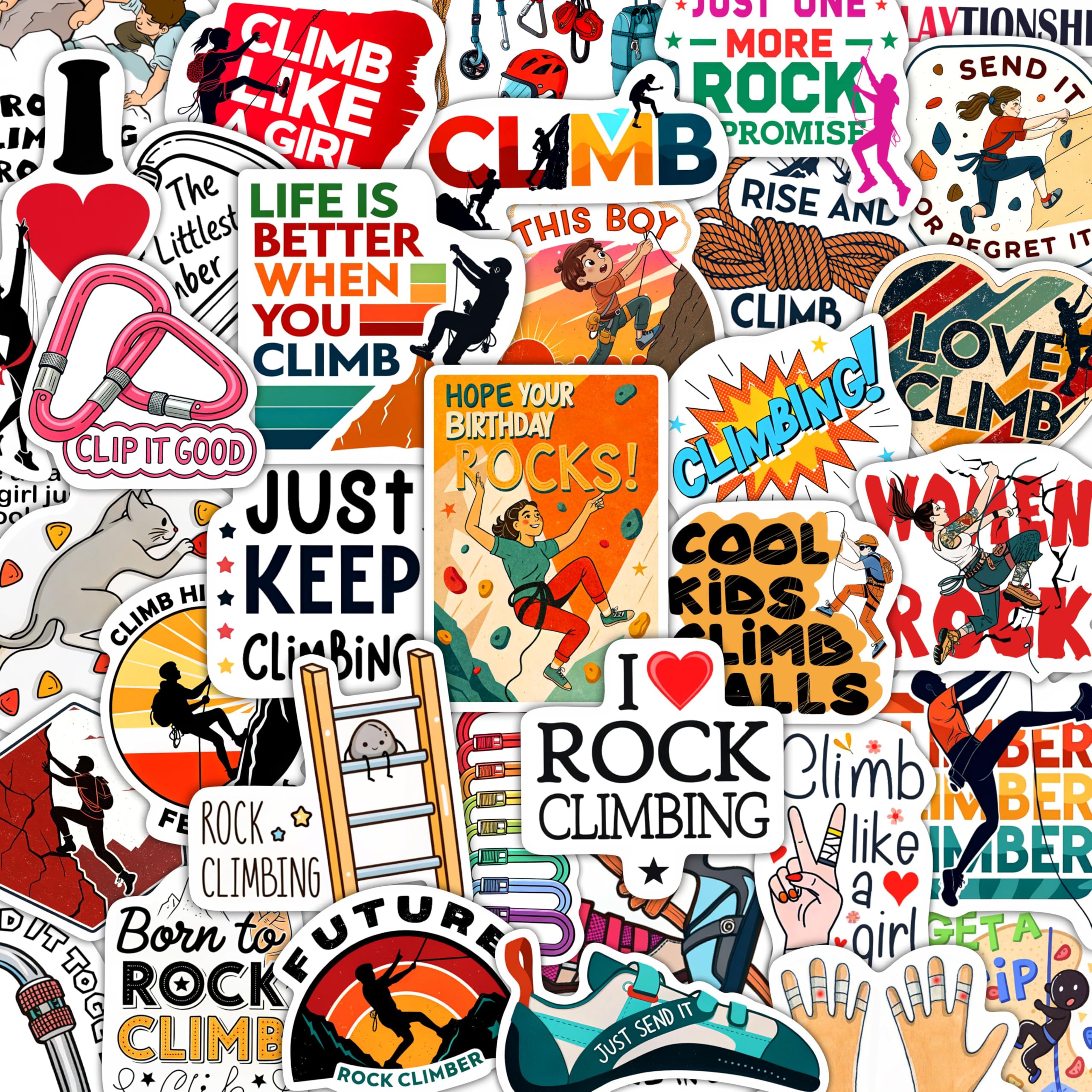 100Pcs Rock Climbing Stickers for Water Bottle - Rock Climbing Party Favors & Gifts, Adventure and Outdoor Sport Stickers - Gift for Women & Men