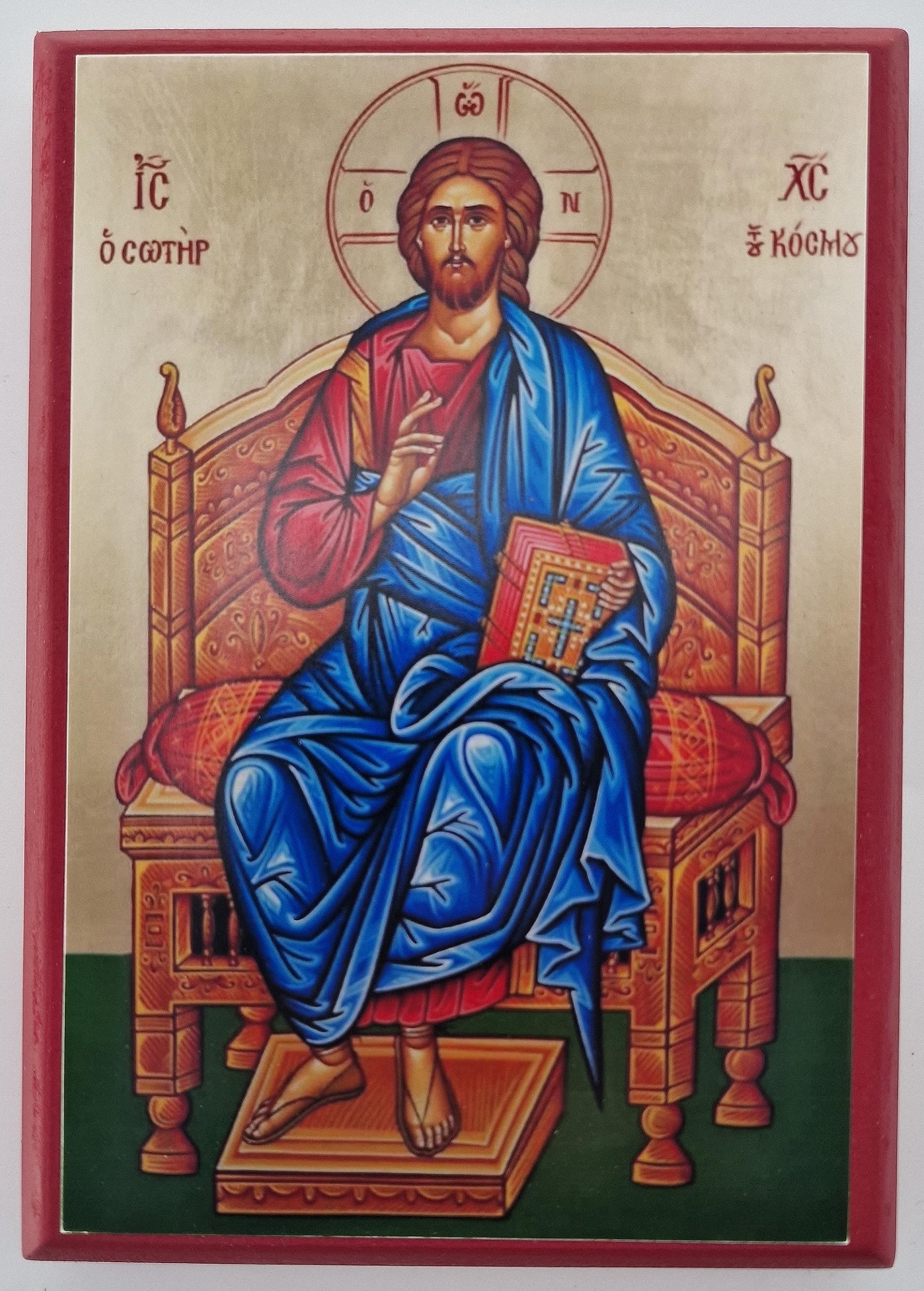 Wooden Greek Orthodox Christian Icon Jesus Christ the Savior of the World (4.5" x 6.5")