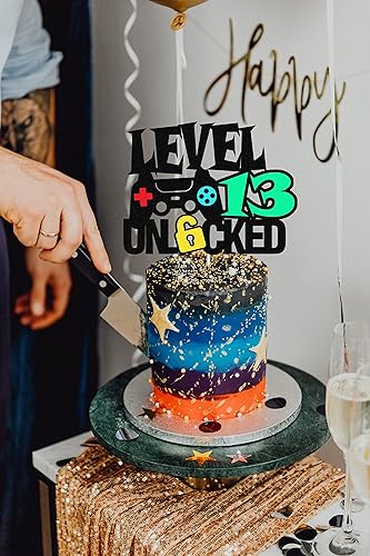 Miniatura 7 de Level 7th - Letrero desbloqueado para decoración de pastel de feliz 7 cumpleaños, decoración de pastel de nivel séptimo para controlador de