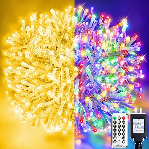 Miniatura 13 de Cadena de luces de 66 pies con 200 LED para árbol de Navidad, luces brillantes de color blanco cálido a multicolor para exteriores, luces de hadas