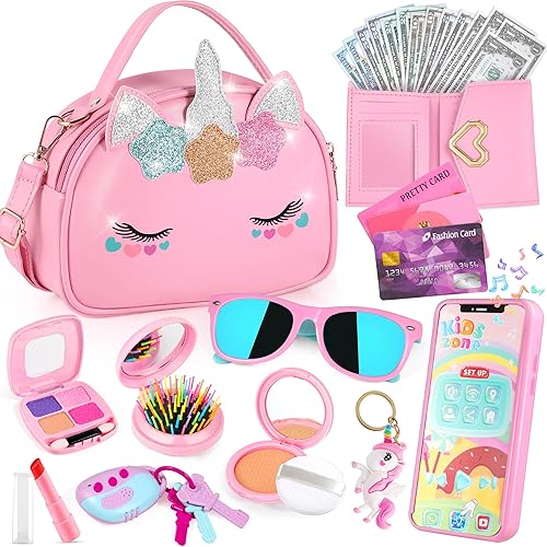 Miniatura 8 de GIFTINBOX Kit de maquillaje para niños para niñas, kit de maquillaje lavable para niñas con bolsa de unicornio, maquillaje para niños pequeños,