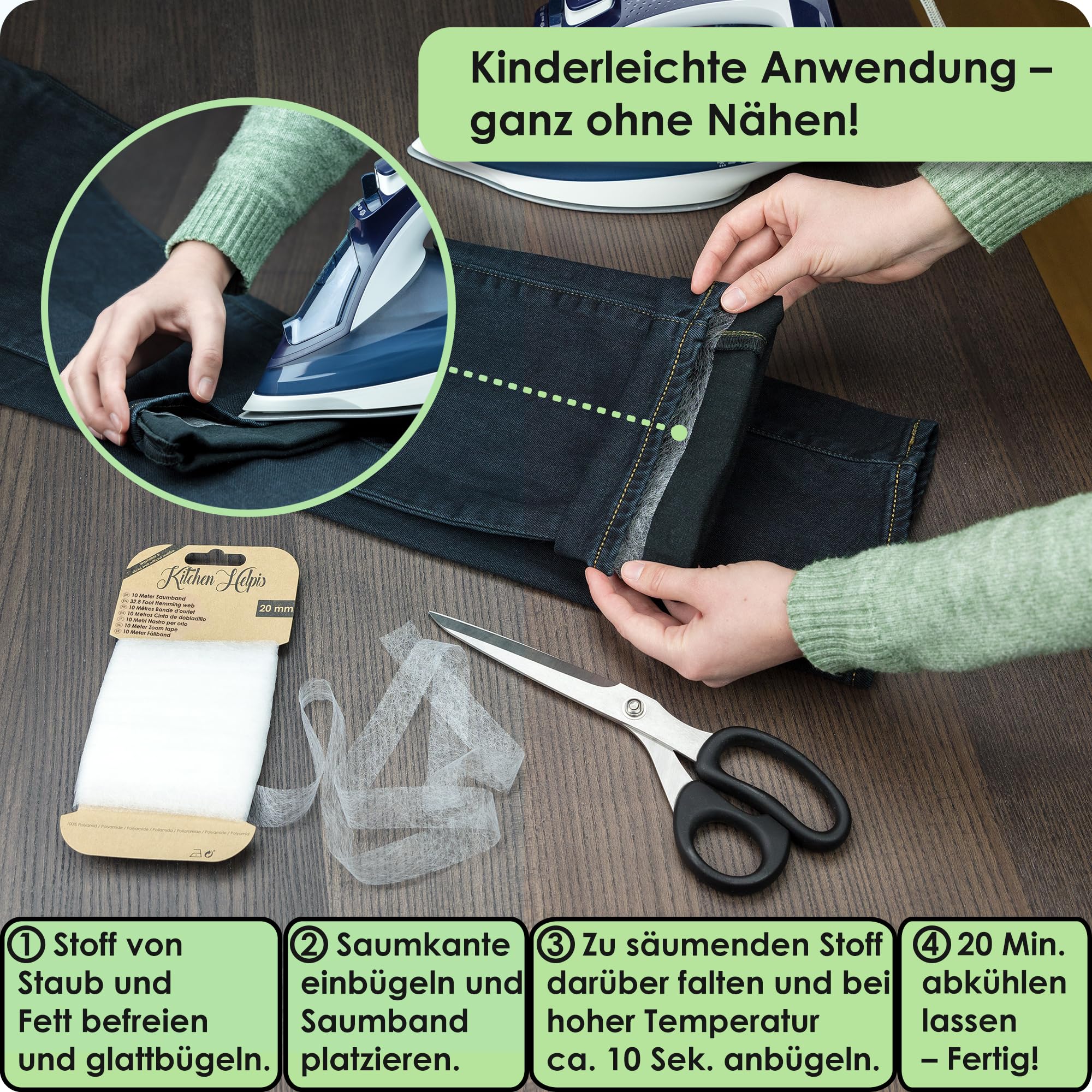 Saumband Zum Aufbügeln 3 Farben - Selbstklebend Für Hosen & Vorhänge