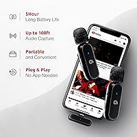 Vista 2 de Micrófono Lavalier inalámbrico dual para iPhone y Android, el mejor micrófono de solapa para grabación de video, YouTube, TikTok, IG, podcasts