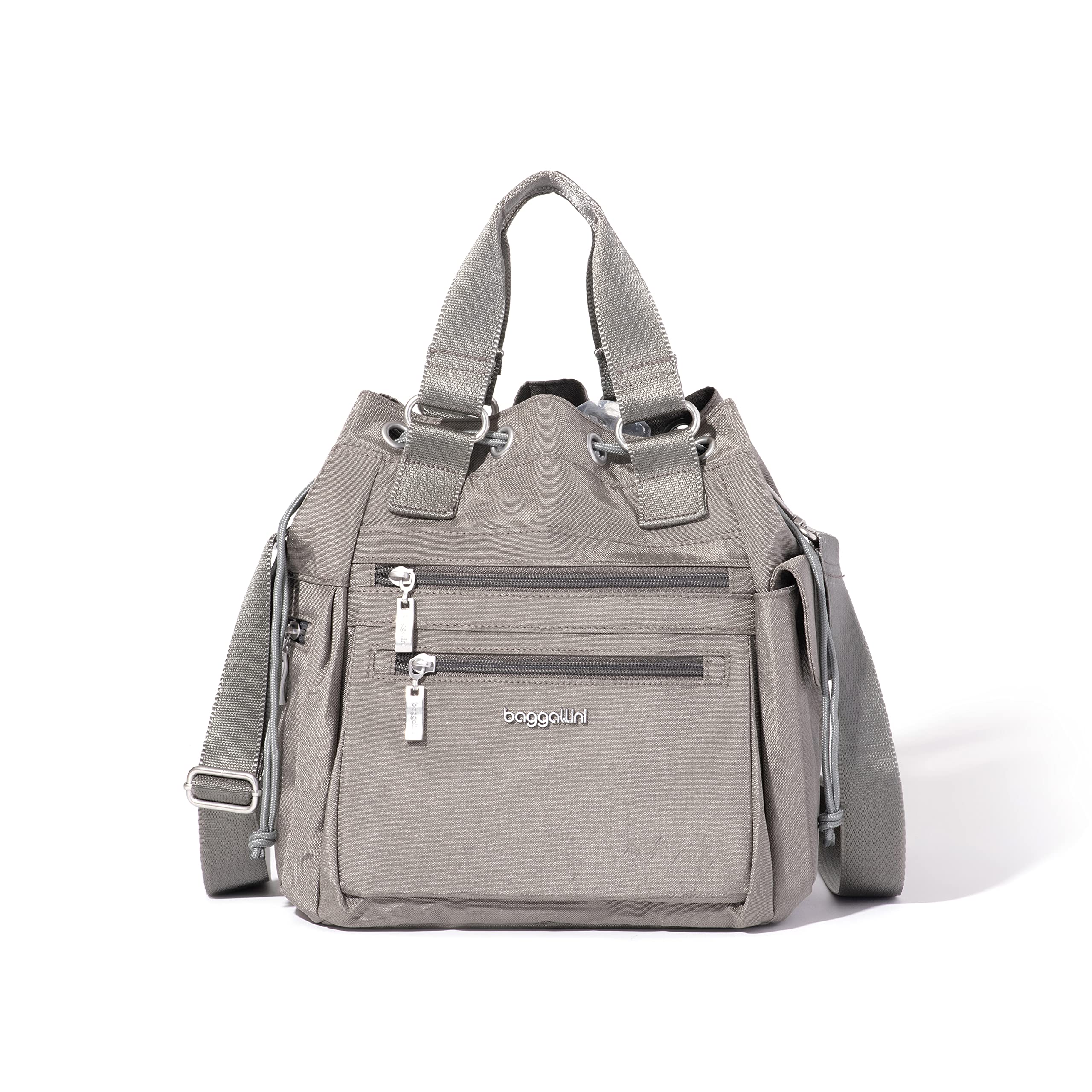 Baggallini Women's Modern Everywhere Drawstring Bag, Sterling Shimmer, One Size