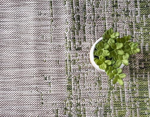 Miniatura 5 de Unique Loom colección Outdoor Modern - Tapete para exteriores en color degradado (2 pies x 6 pies 1 pulgada, largo, verdemarfil)