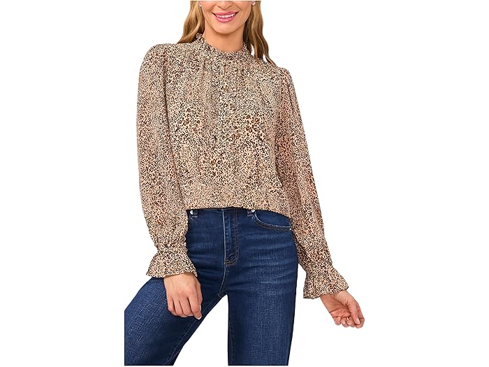 Long Sleeve Leopard Ruffled Top - Image 3