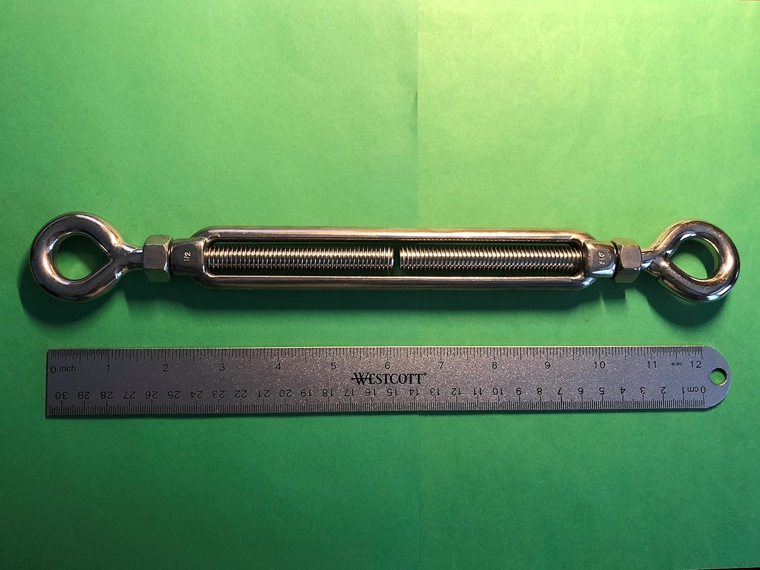 US STAINLESS Stainless Steel 316 1/2" UNC Open Body Turnbuckle Eye and Eye Marine Grade