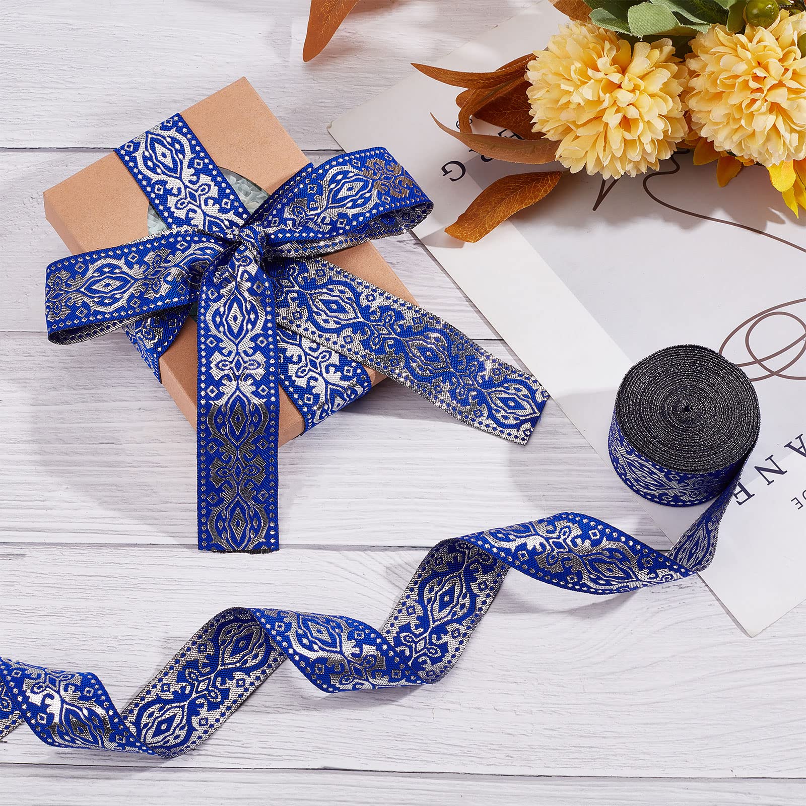 Mabella Seidenband Mit Blattmuster Für Geschenkver Produktbild-Vorschau 4