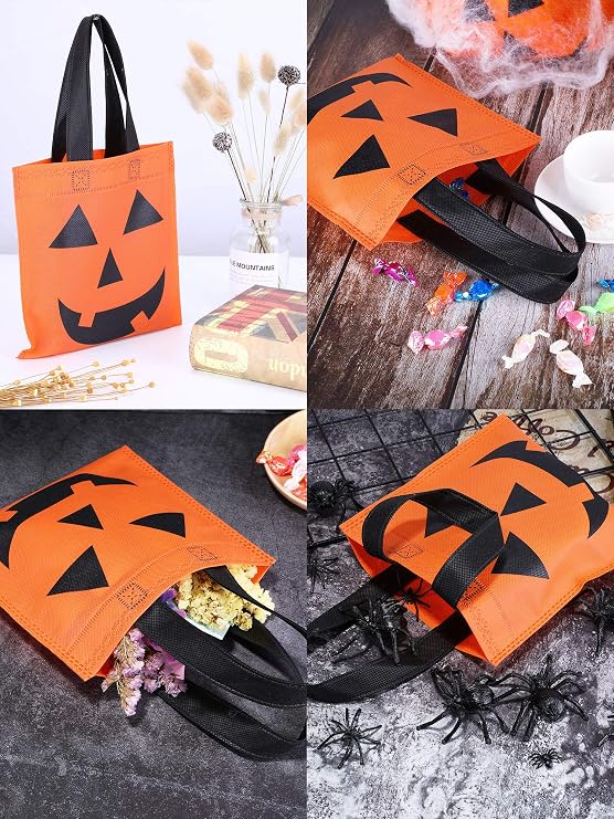 Boao 24 Pcs Halloween Pumpkin Tote Bags Gift Bags for Party, 7.9