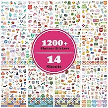 PLANNER STICKERS - Journal Stickers 12 Months & 14 Sheets - Sticker, 1200+ Stickers for children & adult, easy to tear off, Accessories