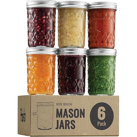 Nakpunar 6-Pack 4 Oz Clear Mini Mason Jars With Gold Lids – Perfect For DIY Crafts, Wedding Favors, Or Spices