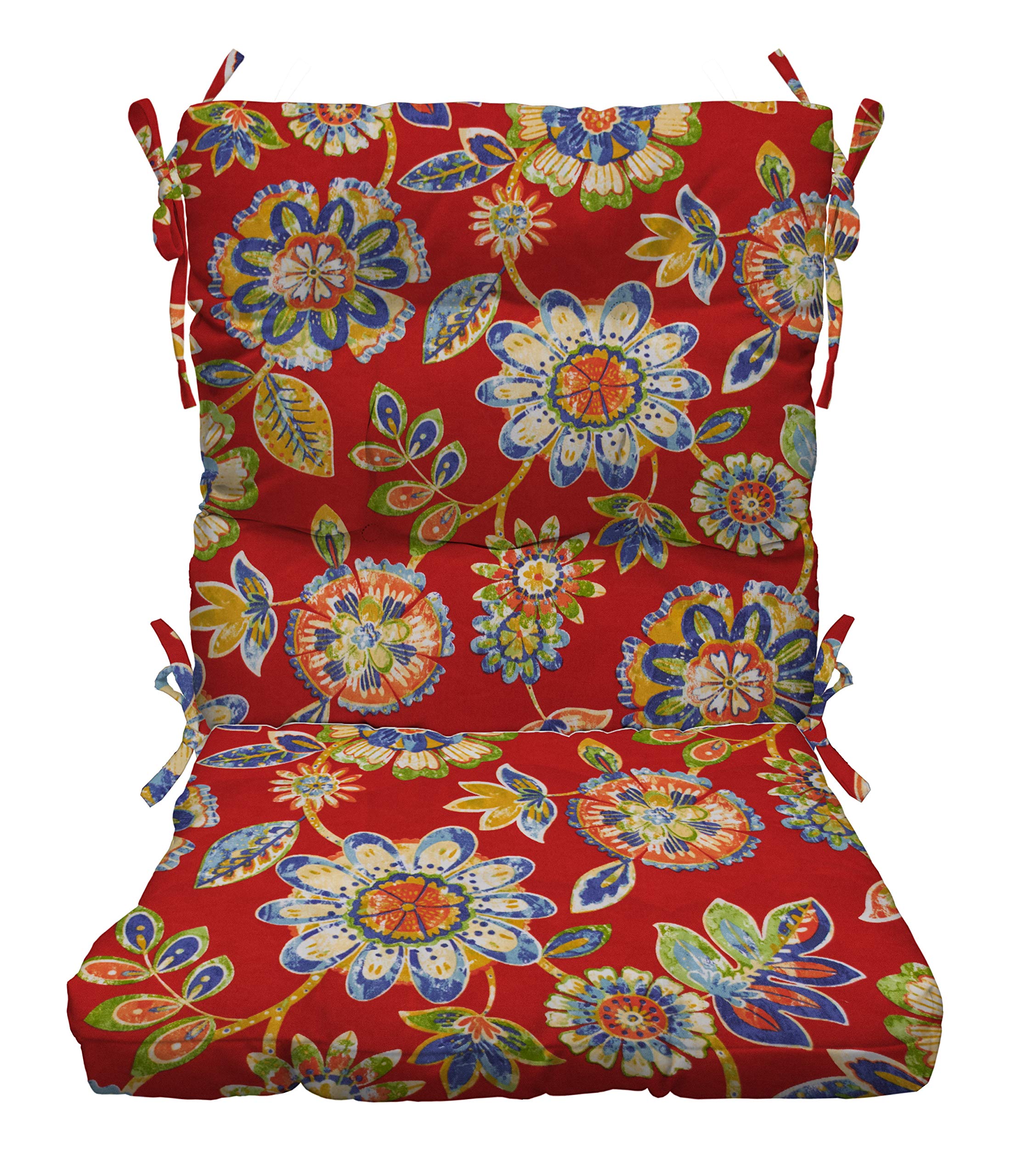 RSH DECOR: Tufted High Back Seat Cushion | 44” x 22” | All-Weather Spun Fabric | Water and Fade-Resistant | Outdoor Chair Cushion for Patio Furniture | Daelyn Cherry