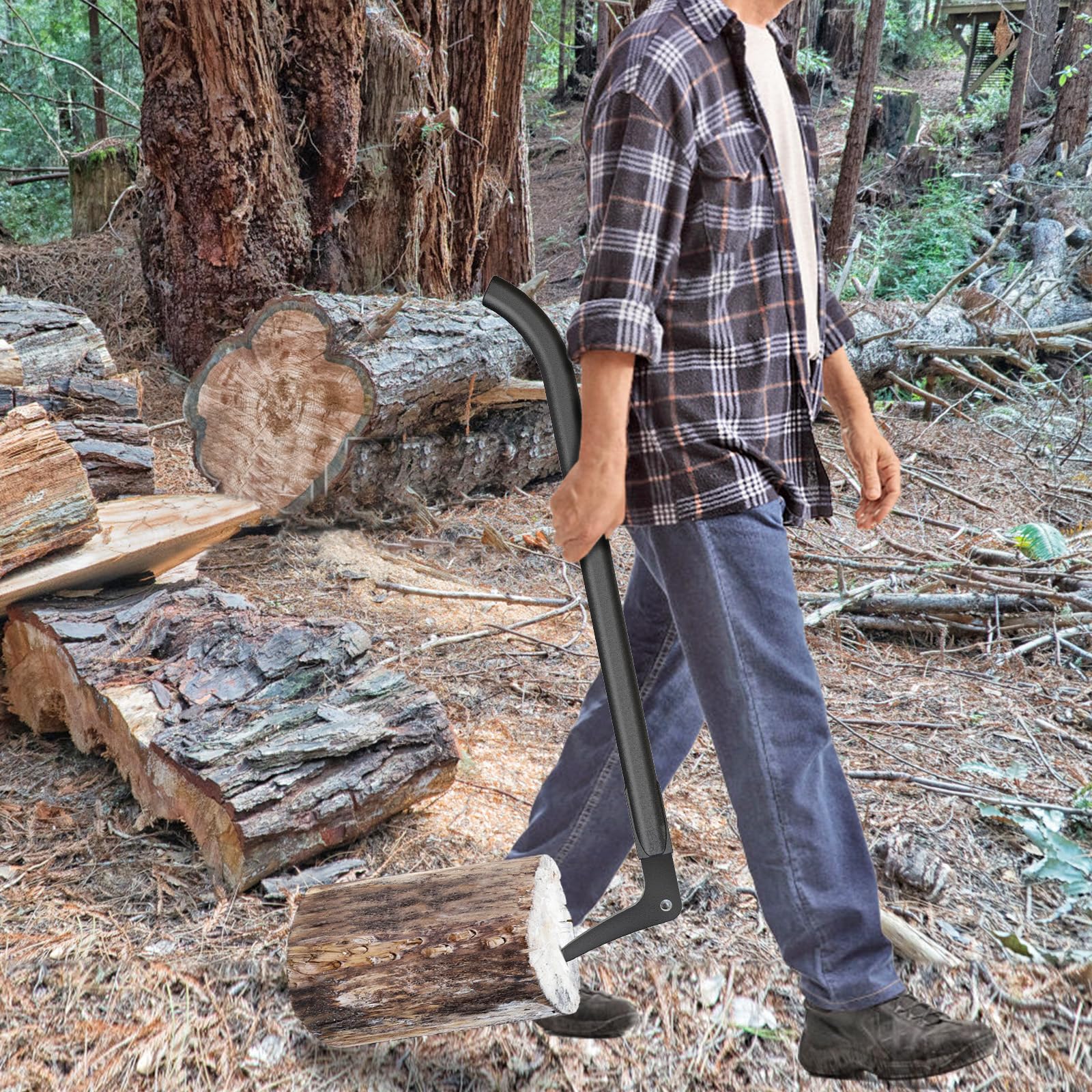 Dolibest Pickaroon - Herramienta de registro de 71 cm, gancho de gancho para leña, multiherramienta de arrastre forestal, equipo divisor de leña para rodar, mover y levantar con mango antideslizante