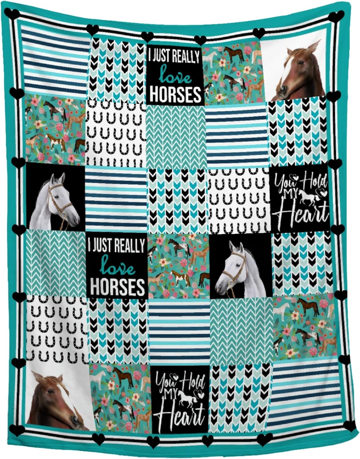 Horse Blanket Gifts for Girls Women - Ultra Soft Horses Flowers Flannel Blanket for Couch/Bedding/Living Room - Horses Gift Ideas Home Decor,50"x60"-Teens/Travel Size