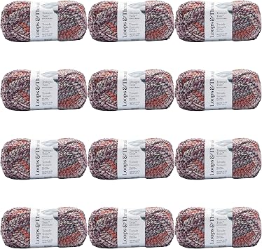 Loops & Threads Vibrant Night Textured Twist Yarn Bulky Weight Yarn for Knitting, Crochet, Weaving, Arts & Crafts, 12 Pack