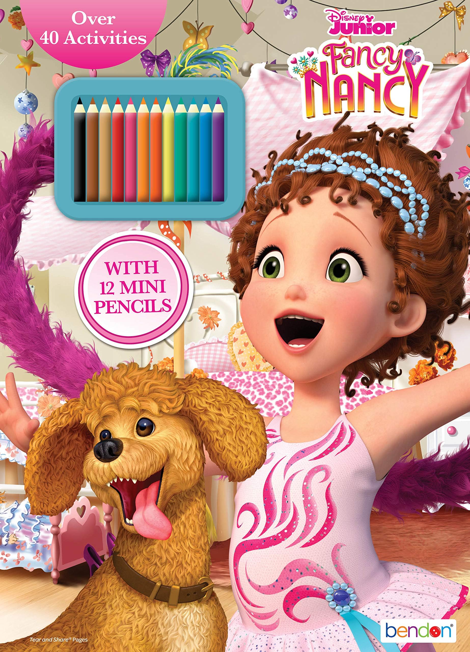 Disney Fancy Nancy 48-Page Coloring and Activity Book with 12 Mini Colored Pencils 47535 Bendon