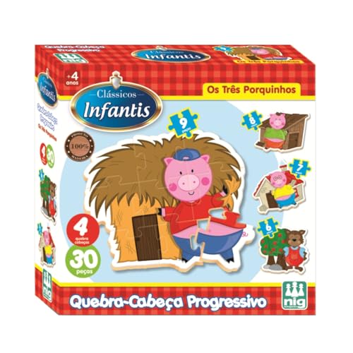 Quebra-Cabeça Progressivo Os Três Porquinhos, Nig Brinquedos