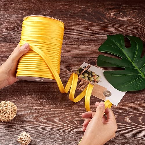 Miniatura 4 de Beadthoven - Cinta bies de poliéster satinado de 38 pulgadas, 109 yardasrollo, de poliéster satinado brillante, de un solo pliegue, cordón de unión