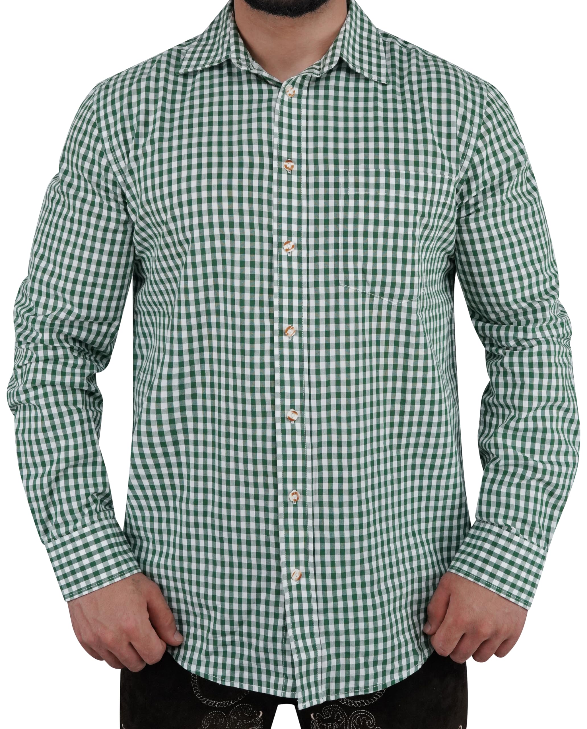 Camicia da uomo per Oktoberfest, camicia tradizionale a quadri, colore rosso, verde, blu, per il tempo libero, a maniche lunghe, in cotone, S-3XL, disponibile in 3 colori