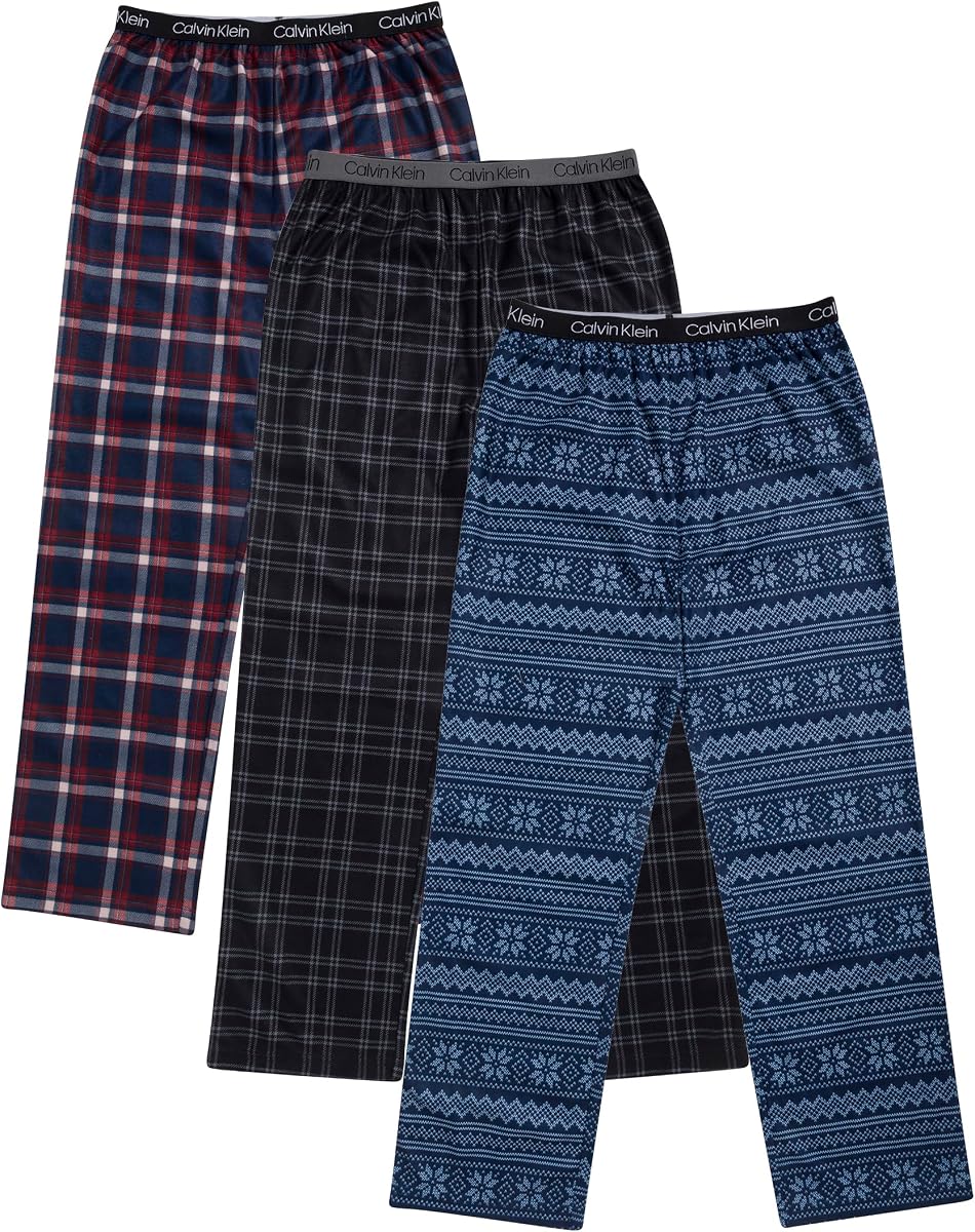 Calvin Klein Kids Boys' Super Soft Brushed Micro Pajama Pant 3-Pack