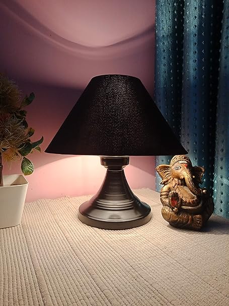 M2 Look Round Conical Shade Modern Premium Designing Black Metal Base Table Lamp for Bedroom | Living Room | Home Decoration | Drawing Room | Study Room | Bedside | Gifting Purpose (Pack of 1)